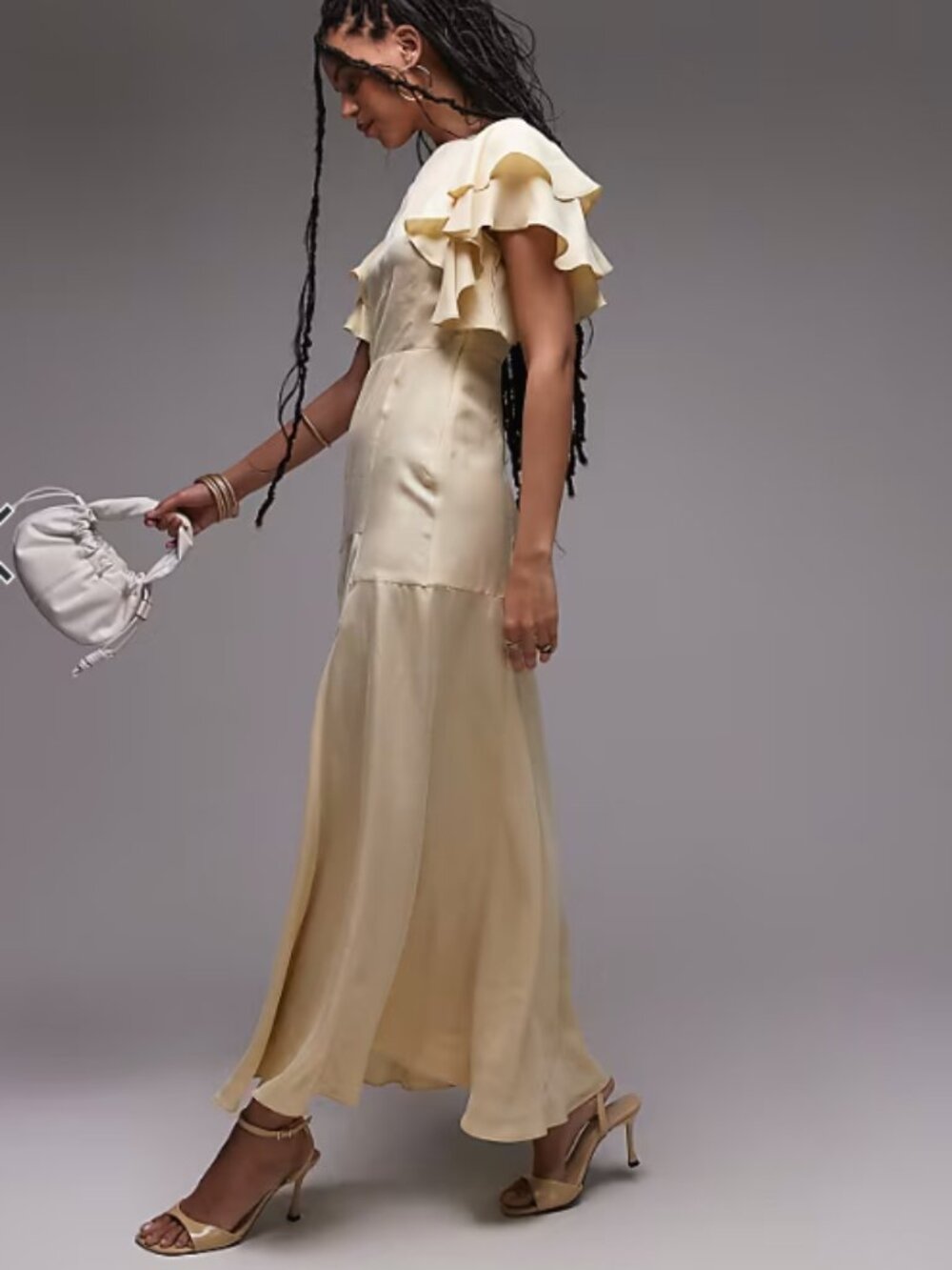 NWT | & Other Stories maxi dress with ruffle sleeves in butter yellow - Size 12